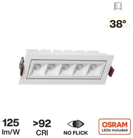Faro LED da Incasso Bianco 12W, Orientabile, Foro 155x55mm, OSRAM LED Colore Bianco Caldo 3.000K