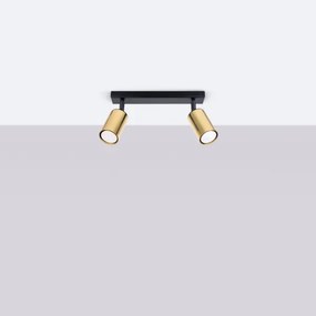 Sollux SL.1383 - Faretto WINX 2xGU10/10W/230V nero/oro