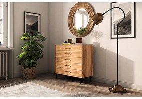 Cassettiera alta in legno di quercia in colore naturale 97x95 cm Abies - The Beds