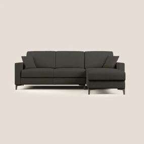 Kafka divano letto angolare in morbido tessuto impermeabile T02 nero 282 cm destro (mat. 140x197)