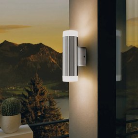 Applique Esterno Moderna Riga-Led Acciaio Argento Led