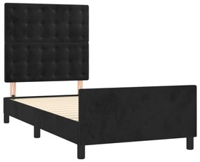 Giroletto con testiera nero 90x200 cm in velluto