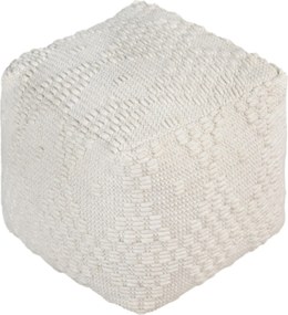 VALZER - pouf in lana avorio con decoro 40 x 40