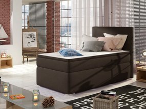 Letto singolo boxspring Digione - Tessuto marrone scuro