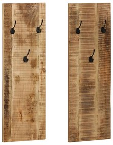 Appendiabiti A Parete 2pz İn Legno Massello Di Mango 36x110x3cm /