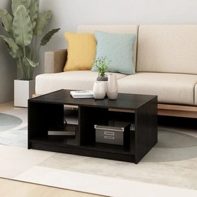 Tavolino da salotto nero 75x50x33,5 cm legno massello di pino