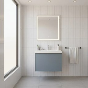 Mobile da bagno sospeso sotto lavabo Pixel frame 1 cassetto L 60 x H 40 x P 45.5 cm blu indaco e maniglia alluminio brillante