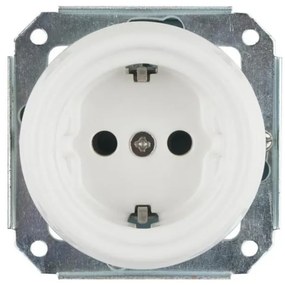 Bohemia-Design - Presa elettrica a parete in porcellana stile retrò senza cornice SCHUKO 250V/16A bianca