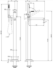 Parte esterna miscelatore vasca da pavimento con deviatore automatico cromo ingranaggio 63528 gessi