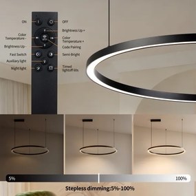 Brilagi - Lampada LED dimmerabile a sospensione su cavo PORTOFINO LED/60W/230V Ø 80 cm nero +telecomando
