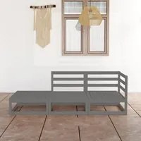 Set Divani da Giardino 3 pz Grigio in Legno Massello di Pino 3075471