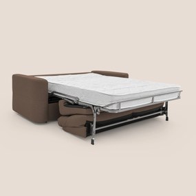 Cupido Divano letto materasso H18 cm e schienale alto in tessuto impermeabile simil cotone T13 marrone