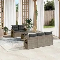 Set Divano da Giardino 6 pz con Cuscini Grigio in Polyrattan 3219899