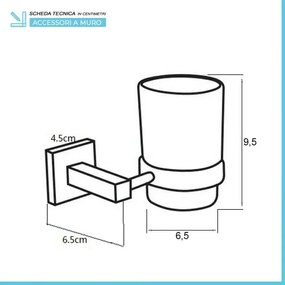 Set accessori a muro 6 pezzi in metallo cromato e viti incluse Rock