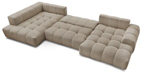 Divano angolare grigio tortora allungabile e con contenitore (penisola a sinistra/a U) con rivestimento in ciniglia Everest – Bobochic Paris