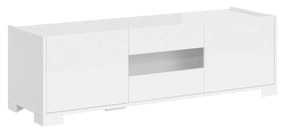 Madia e Credenza alta con Porta TV Riflesso bianco lucido e cashmere, Bianco Lucido / Porta TV / 3
