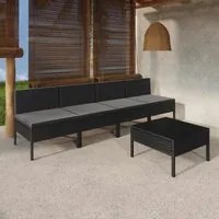 Set Divani da Giardino 5 pz con Cuscini in Polyrattan Nero cod mxl 38276