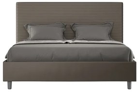 Letto matrimoniale con rete imbottito 160x200 similpelle cappuccino Focus