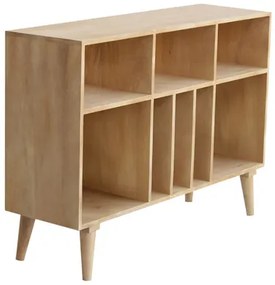 Credenza mobile portabottiglie o vinili in legno massello di mango ISIDRO