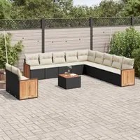 Set Divani da Giardino 12 pz con Cuscini Nero in Polyrattan 3260215