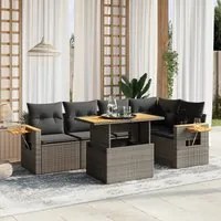 Set Divano da Giardino 6 pz con Cuscini Grigio in Polyrattan 3273510