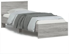 Giroletto con testiera grigio sonoma 90x190cm legno multistrato