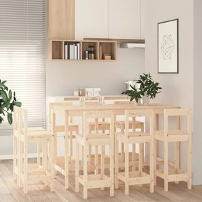 Set Da Bar 9 Pz İn Legno Massello Di Pino /