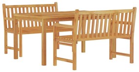 Set da pranzo per giardino 3 pz in legno massello di teak