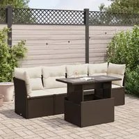 Set Divano da Giardino 5 pz con Cuscini Marrone in Polyrattan 3326094