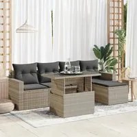 Set Divano da Giardino 6pz con Cuscini Grigio Chiaro Polyrattan 3326303