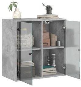 Mobile a muro con ante in vetro grigio cemento 68x37x68,5 cm