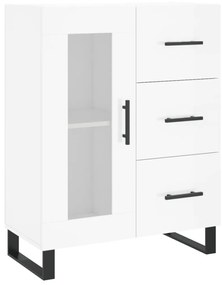 Credenza Bianco Lucido 69,5x34x180 cm in Legno Multistrato