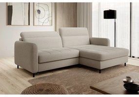 Divano angolare beige allungabile/con contenitore (con penisola a destra/con chaise lounge) e rivestimento in bouclé Gomsi – ELTAP