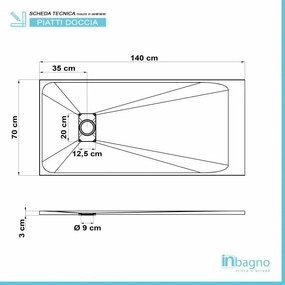 Piatto doccia in resina 70x140 serie Agorà pietra bianca su misura