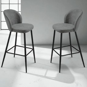 Sgabello in tesssuto Antracite con struttura in metallo MEGGIE 2 pezzi