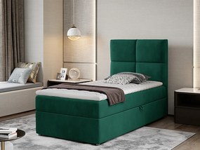 Letto singolo boxspring Ilenia - Tessuto verde