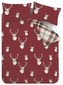 Set copripiumino e federa rosso per letto matrimoniale e per letto esteso 230x220 cm Munro Stag Check – Catherine Lansfield