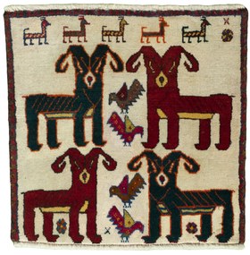 Shiraz Tappeto persiano 60 x 50 Rosso (Iran) Annodato A Mano