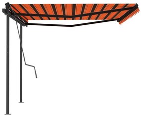 Tenda Retrattile Automatica con Pali 4x3,5 m Arancione Marrone