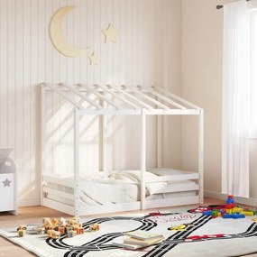 Letto per bambini con tetto bianco 70x140cm legno massello pino