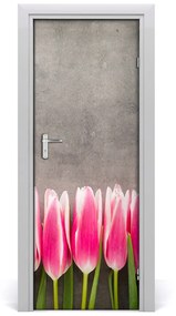 Adesivo per porta Tulipani rosa 75x205 cm