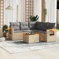 Set Divano da Giardino 6 pz con Cuscini Beige in Polyrattan 3226808