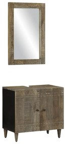 Set Mobili Da Bagno 2pz İn Legno Massello Di Mango /