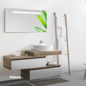 Mobile Bagno Sospeso Sfalsato "Otello" Da 90 Cm Composto Da Due Cassetti Finitura Olmo Sabbia/Bianco Frassinato