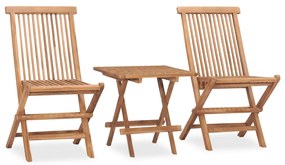 Set Da Pranzo Da Giardino Pieghevole 3 Pz İn Massello Di Teak /