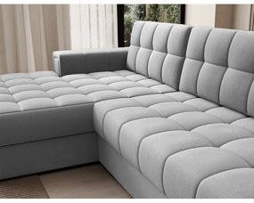 Divano angolare grigio allungabile (con penisola a sinistra/con chaise lounge) con rivestimento in velluto Blezalt – ELTAP