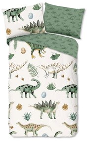 Set copripiumino e federa da bambini verde/beige in cotone per letto singolo 140x200 cm Gabi – Good Morning