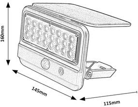 Rabalux 77040 - Lampada da parete solare LED FLAXTON LED/7W/3,7V IP54 nera