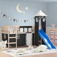 Letto a Soppalco con Torre Bambini Bianco e Nero 80x200cm Pinocod mxl 109281