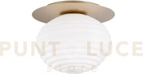 Plafoniera ripple oro 1 luce attacco e27 35x35x28cm in vetro soffia...